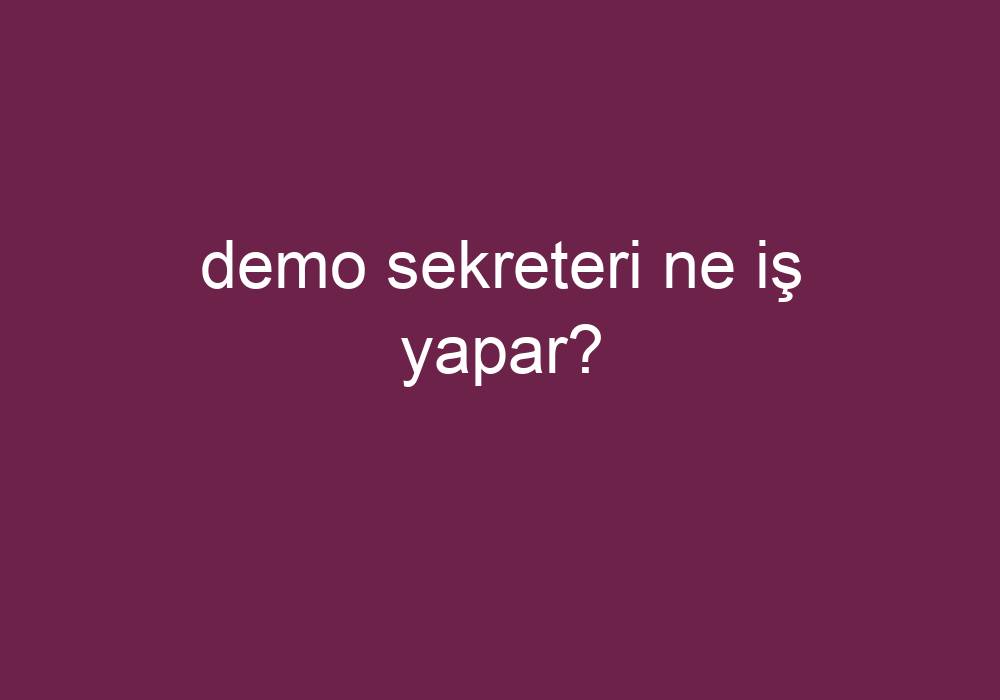 Demo Sekreteri Ne Iş Yapar?